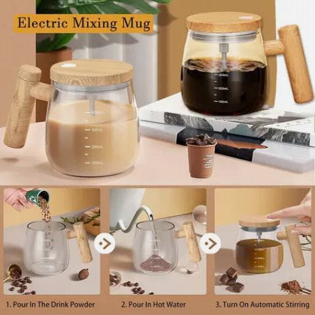 New Rechargeable Self-Stirring Coffee Mug, 400ml Electric Mixing Cup with Automatic Stirring Function, Portable & Spill-Proof Travel Mug for Coffee, Tea, Hot Chocolate & Beverages, ble DesignNew Rechargeable